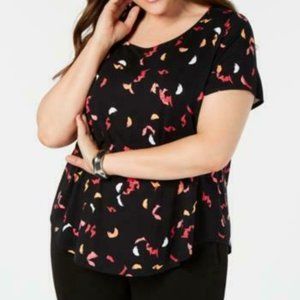 Alfani Women's Plus Petals Round Hem Short Sleeve